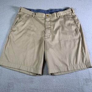 Brooks Brothers Shorts Mens 38 Beige Chino Stretch Microfiber 9" Inseam Casual